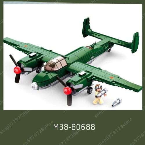 311Pcs Military Air Force WW2 Soviet Union TU-2 Bomber Fighter ARMY Figures Bricks Building Blocks Set Educational Kids Toy Gift