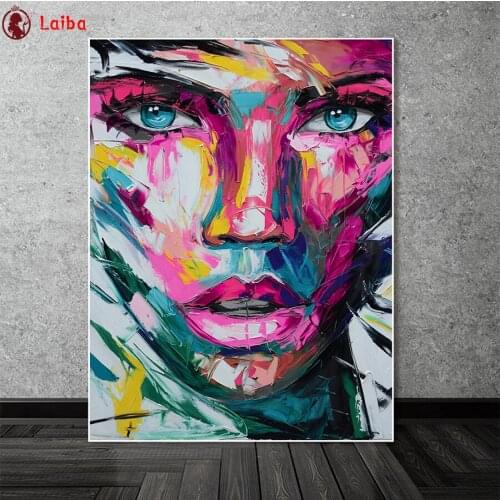 5D DIY diamond painting Abstract art, painted woman cross stitch full square round diamond Emeroidery mosaic painting home decor