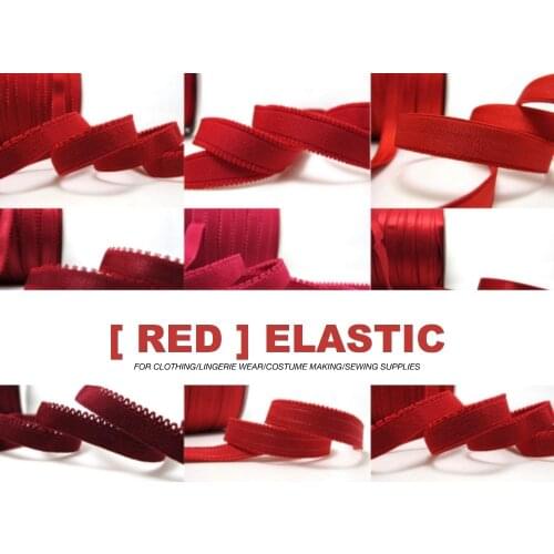 6Yards RED Color Decorative Pattern Lingerie Elastic|Headband Elastic|Skinny Elastic|Narrow Stretch Lace|Bra Strap