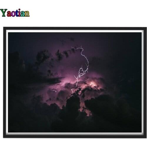 5D DIY Diamond Painting Thunderstorm lightning Landscape-Full Drill Square Diamond Embroidery Diamond Mosaic Rhinestone Kit