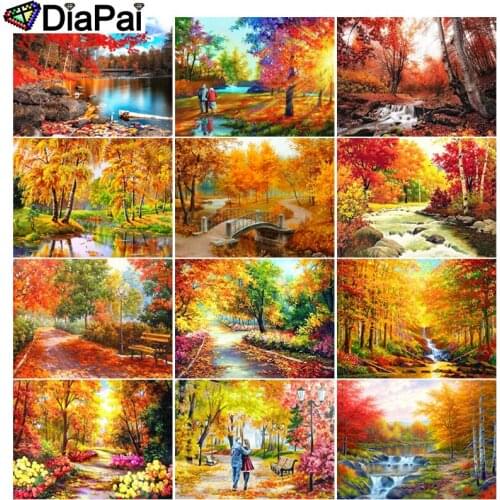 DIAPAI Diamond Painting Cross Stitch "Autumn beautiful landscape" DIY Diamond Embroidery Full Square/round Rhinestone Of Picture