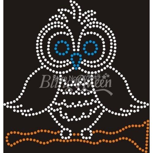 BlingQueen 25PCS/LOT Hot Fix Iron On Rhinestone Motifs Appliques Owl Design
