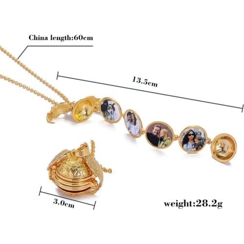 New Geometric Round Phase Box Love Pendant Necklace can Open Fold Multilayer Phase Box hollow Angel Wings Necklace Jewelry