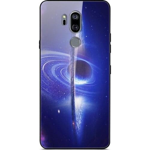 Case For LG G7 ThinQ For G7 Fit For G7 One Phone Case Tempered Glass Back Phone Cover Star Sky Pattern