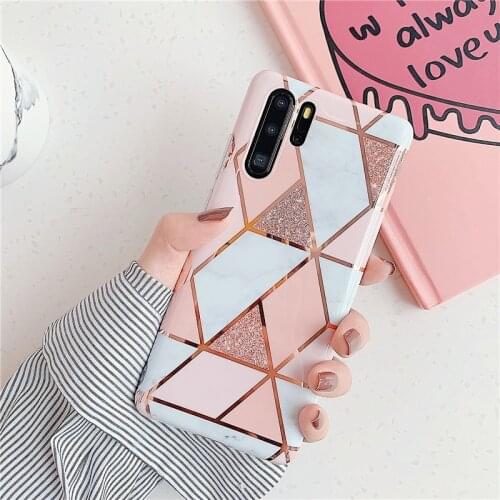P 40 lite marble case for Huawei P40 Lite case P40Lite geometric plating IMD cover na P30 P30 Lite Pro Mate 30 20 Lite Pro cover
