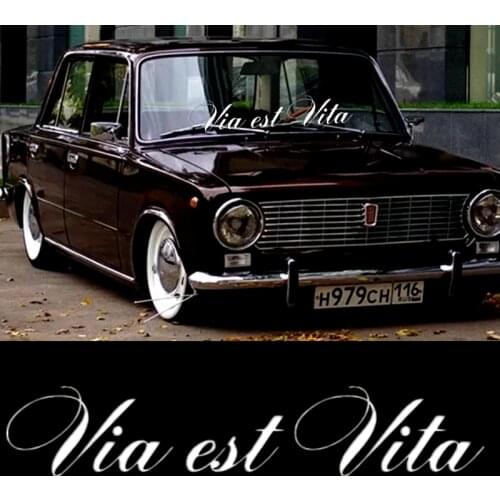CK3031 # 30*5.7cm funny car stikcer Vinyl sticker on car, inscriptions in beautiful font on windshield, Via est Vita