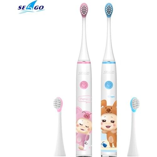 SEAGO Children Sonic Electric Toothbrush 3-12 Years Old Kids Safety Waterproof Tooth Brush Rechargeable +Replacement Brush Head