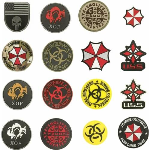 DIY embroidery pvc HOOK&LOOP umbrella patch letter uss fox badges applique patches for clothing DE-37