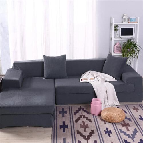 Elastic Sofa Cover Thick Solid Color High Stretch Couch Cover Sofa Covers for Living Room L Shaped Chaise Longue Sofa Slipcover