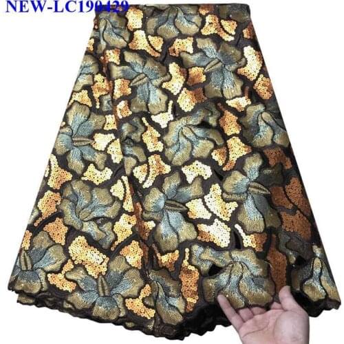 French Nigerian Laces Fabrics High Quality Tulle African Laces Fabric For Women Dress Sequins French Organza Lace Fabric XDE03