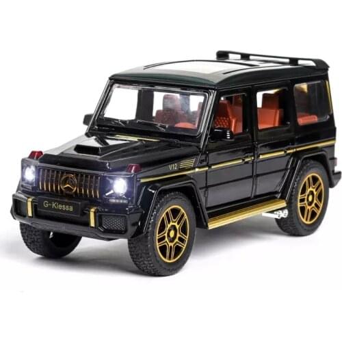 Simulation 1:24 g63 childrens alloy toy SUV model ornaments childrens birthday Christmas New Year gift Bright black car