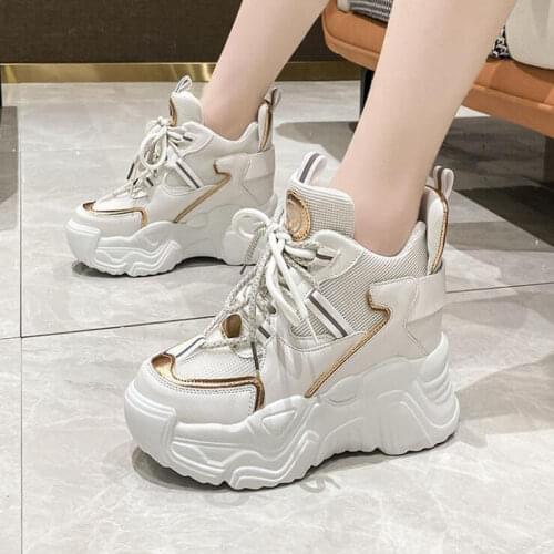 Dad Chunky Sneakers Casual Vulcanized Shoes Woman Spring High Platform Sneakers Femme Lace Up White Basket Sneakers Women 2021