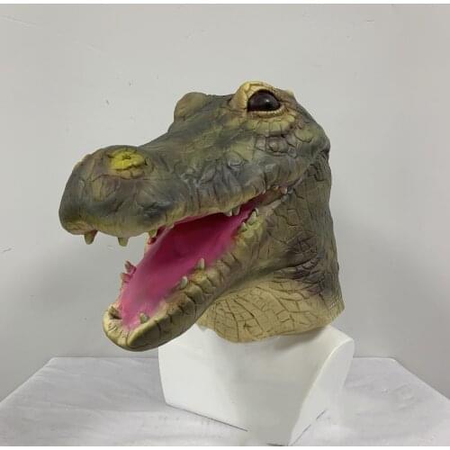 Men Terrorist Animal Mask Fashion Cosplay Realistic Headgear Halloween Carnival Party Prehistoric Crocodile High Quality Props