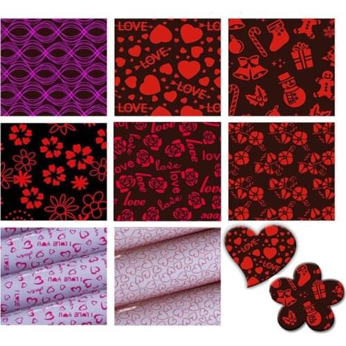 10Pcs Chocolate Transfer Paper Sheet DIY Handmade Food Printed Sheets Transfer for Chocolate Wedding Decor Home Baking Set 21*31
