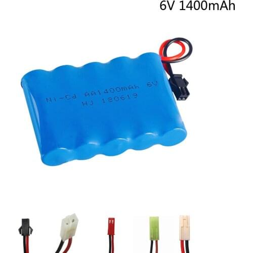 6V 1400mAh Ni-CD battery for Remote Control Toys Cars Trucks Tank Guns lighting facilities 6V Battery SM JST EL-2P Tamiya Plug