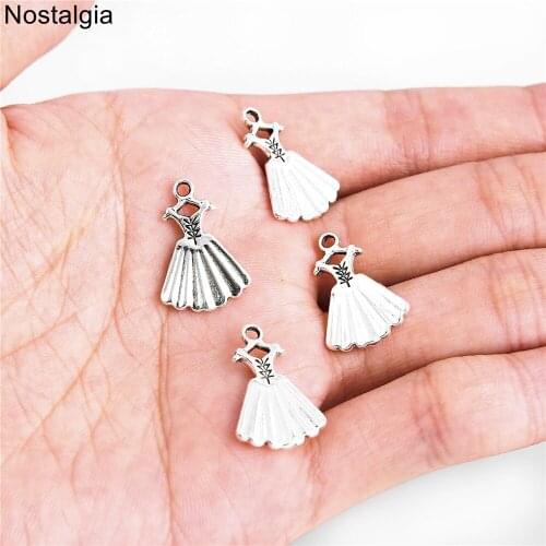 Nostalgia 10Pcs Princess Dress Charms For Girls Jewelry Kids Small Pendant 20*13MM