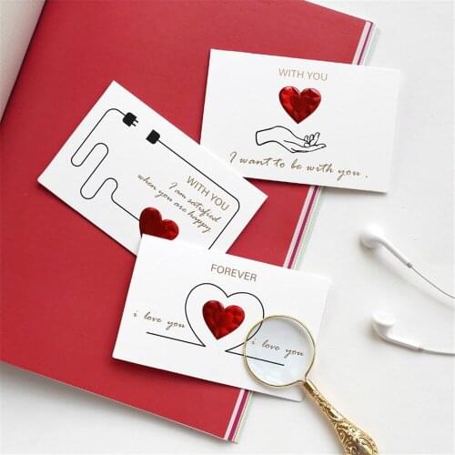 6 Styles Solid Red Heart Greeting Card With Envelopes Romantic Letter I Love You Forever Wedding Invitation Valentines Day
