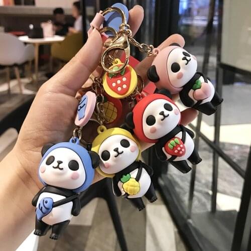 Panda Car Keychain Female Cute Cartoon Football Creative Couple Schoolbag Bag Pendant Key Chain Accessories Keychain for Girls