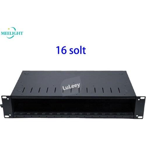Enhanced version 2U chassis frame 16-slot fiber optic receiver rack dual power 19-inch photoelectectective converter universal