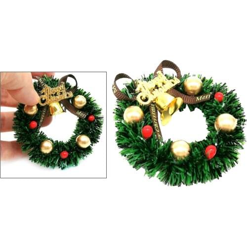 Merry Christmas Wreaths Miniature Fairy Garden Home Decoration Mini Craft Dollhouse Micro Decor DIY Gift 1/12 Scale