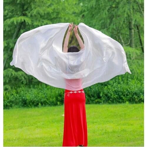 Plain White Color Belly Dance Silk Veil Light 5 Mommes Real Silk 2.7m x 1.14m Rolled Edges 250cm Women Size Red Orange