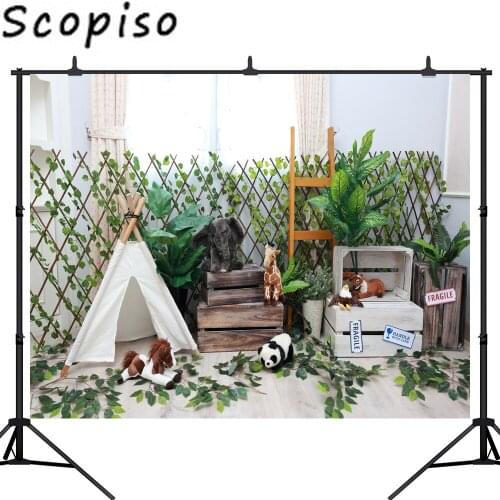 Scopiso Panda Tent Tree Animal Party Wild Baby Children Birthday Photography Studio Background Profession Indoor Photo Backdrop