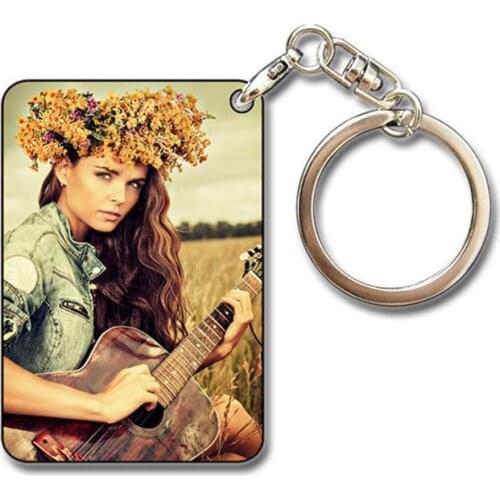 Sublimation blank MDF wooden keychain Thermal transfer can print picture Individuality present custom design key chain 50pcs/lot