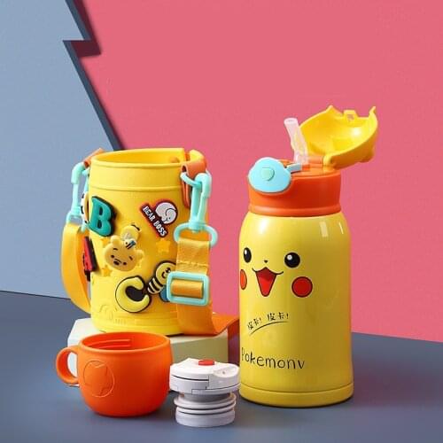 Takara Tomy Pokemon Genuine Kawaii Thermos Cup Anime Peripheral Pikachu Large Capacity Straw Cup Creative Childrens Toy Gift