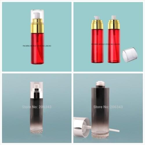 80ml dark brown/red color glass bottle with silver/gold pump for serum/lotion/foundation/emulsion/toner skin care cosmetic pack