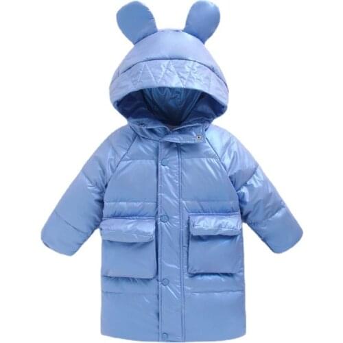 Toddler Warm Coats Winter Clothes Long Down Jacket Korean Kids Thick Hooded Coats Baby Boys& Girls Snowsuit Winter Jacket Parkas