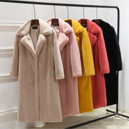 Slim Clothes Outerwear Female Winter Plus Size Faux Fur Coat Women Thick Warm Faux Mink Fur Long Overcoat Loose Soft