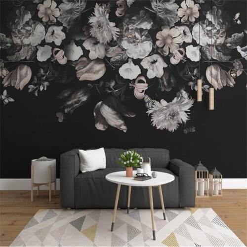 Wellyu Custom wallpaper 3d European retro nostalgic hand-painted flower TV background living room bedroom wallpaper