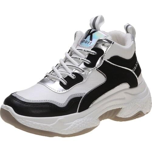 Women Chunky Sneakers Hidden Heels Height Increasing Ladies Wedge Shoes High Top Autumn Platform Women Shoes Luminous U13-93