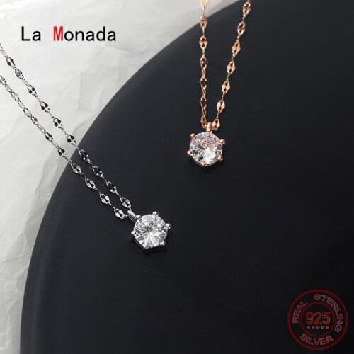 La Monada Womens Necklace 925 Silver Chains Woman On The Neck Beautiful Pendant Fine Jewelry For Women Necklace Silver Girls
