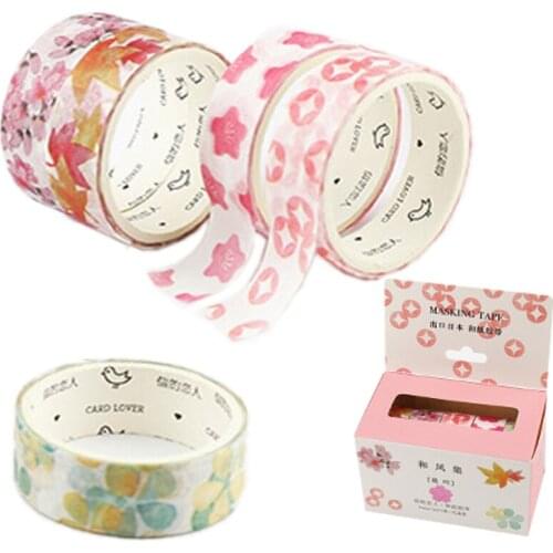 0.59 inch Seasonal Flower and Leaf Washi Tape Box 5rolls per pack masking tape