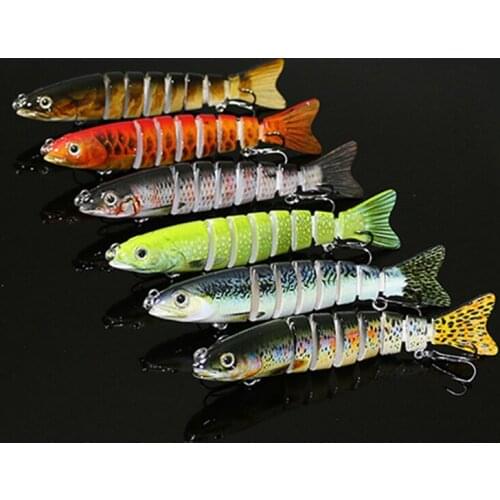 1Pcs High Quality Multi Jointed Pike Minnow Bait 8 Section 19g 13cm Swimbait Crankbait Plastic Lure 2 Treble Hook Fishing Tackle
