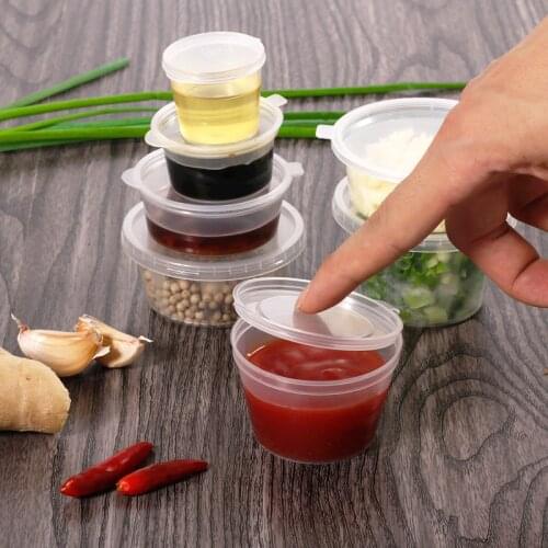 NEW 10pcs 27/35.7ml Disposable Plastic Takeaway Sauce Cup Reusable Containers Food Box with Hinged Lids Small Pigment Paint Box