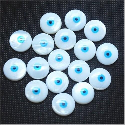 10pcs shell cabochons shell beads mother of pearl beads accessories size 14mm with handmade eye no hole Beads CABS for DIY desig
