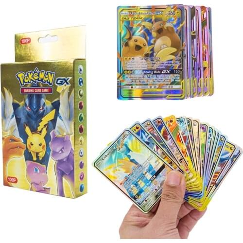 100PCS/BOX Pokemon 37 GX 63 TAG TEAM No Repeat Shining Collection Game Battle Carte Trading Cards Kids Play Toy