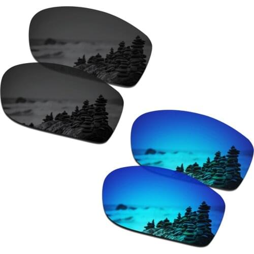 SmartVLT 2 Pairs Polarized Sunglasses Replacement Lenses for Oakley Fives Squared Stealth Black and Ice Blue