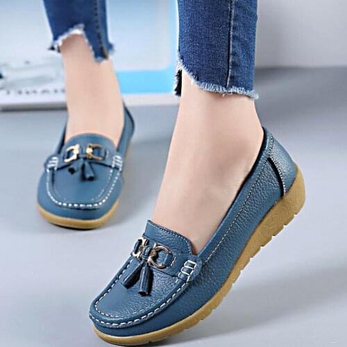 2020 New Women Shoes Loafers Genuine Leather Women Flats Slip On Womens Loafers Spring Flats Female Moccasins Shoes