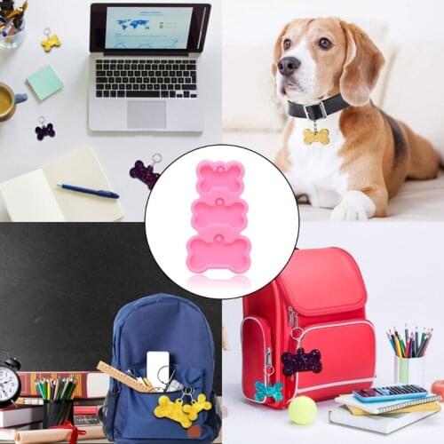 3-Cavities Dog Tag Bone Shaped Keychain Epoxy Resin Mold DIY Crafts Decorations Casting Tools Charm Jewelry Pendants Mould 87HB