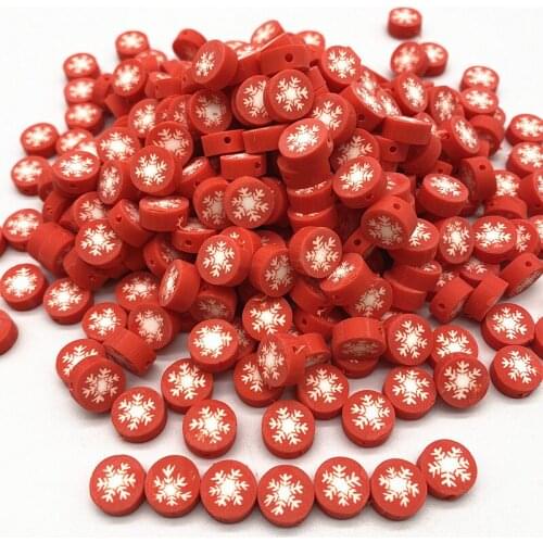 New 30pcs Christmas Snowman Clay Spacer Beads Polymer Clay Beads for Jewelry Making DIY Charms Bracelet Necklace # 03
