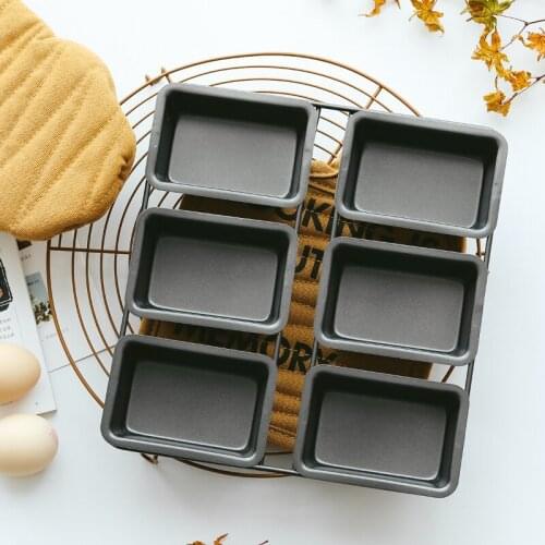 6 Holes Carbon Steel Bread Mould Household Cookies Mold Mini Loaf Cake Pan Non Stick DIY Toast Box Kitchen Bakeware Baking Tools