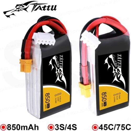 Ace Tattu LiPo Rechargeable Battery 850mAh 75C 45C 3S 4S 1P for RC FPV Racing Drone Quadcopter
