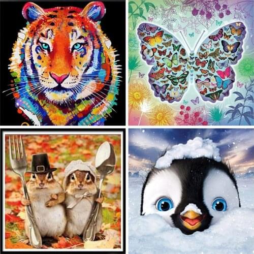 DIY Cool Animal Craft 5D Diamond Painting Full Round & Square Resin Mosaic Embroidery Cross Stitch Kits Wall Decor Gift