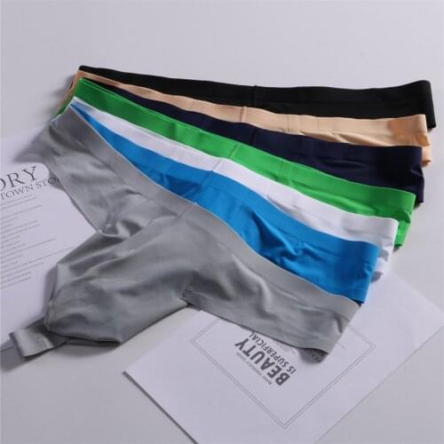 Ice Silk Seamless Mens Sexy Thong G-string Ultra-thin Gay T-back Transparent Low Waist Mens Underwear Men Solid Men Lingerie