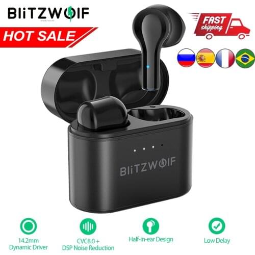 BlitzWolf BW-FYE9 TWS Earphone Wireless Earbuds Half In-ear DSP Noise Reduction Gaming bluetooth-compatible Earphones with Mic