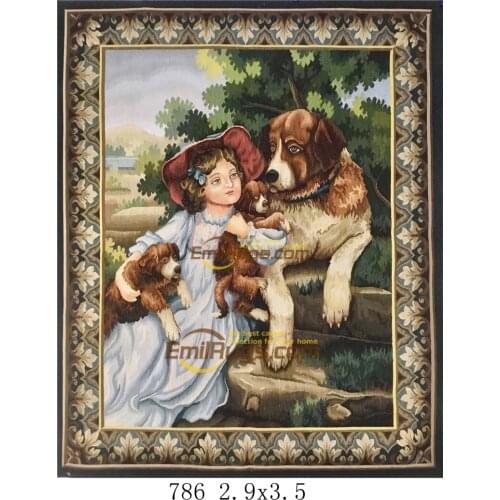 Bohemian tapestries18th Century French Aubusson Tapestry Square Handmade Hanging Wall Tapestry Macrame Needle Gobelin