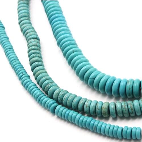 1 Strand Natural Stone Bead 4x2 3x6 3x8 3x10mm Flat Round Green Natural Turquoises Rondelle Bead for DIY Beading Jewelry Making